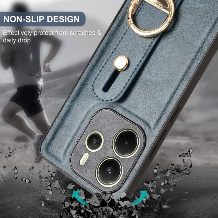 For Redmi Note 14 4G 163.25mm Wristband Leather Back Phone Case