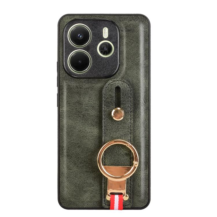 For Redmi Note 14 4G 163.25mm Wristband Leather Back Phone Case