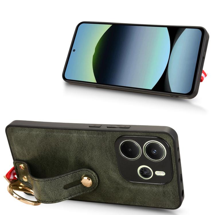 For Redmi Note 14 4G 163.25mm Wristband Leather Back Phone Case