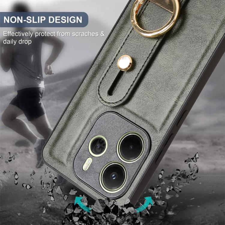 For Redmi Note 14 4G 163.25mm Wristband Leather Back Phone Case
