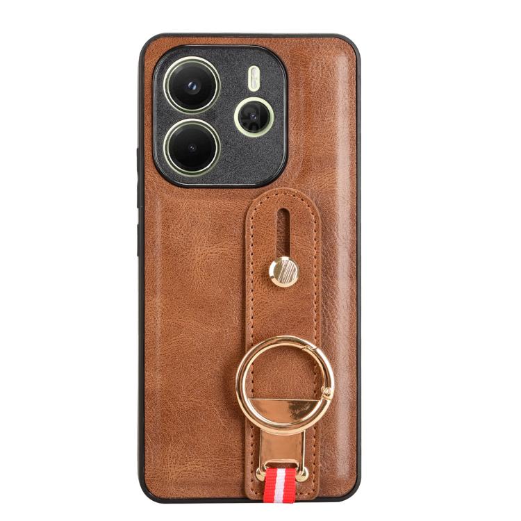 For Redmi Note 14 4G 163.25mm Wristband Leather Back Phone Case