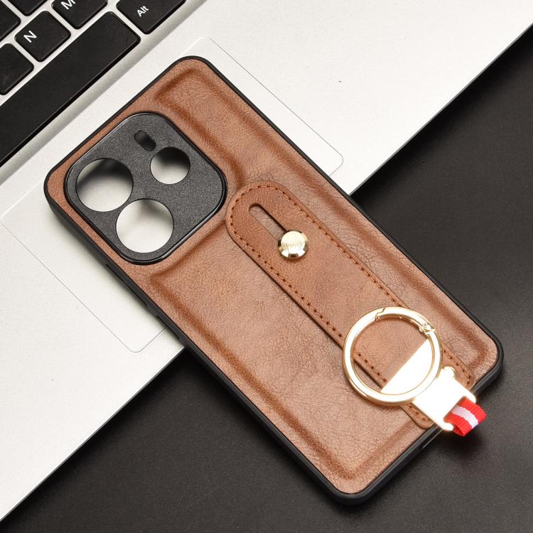 For Redmi Note 14 4G 163.25mm Wristband Leather Back Phone Case