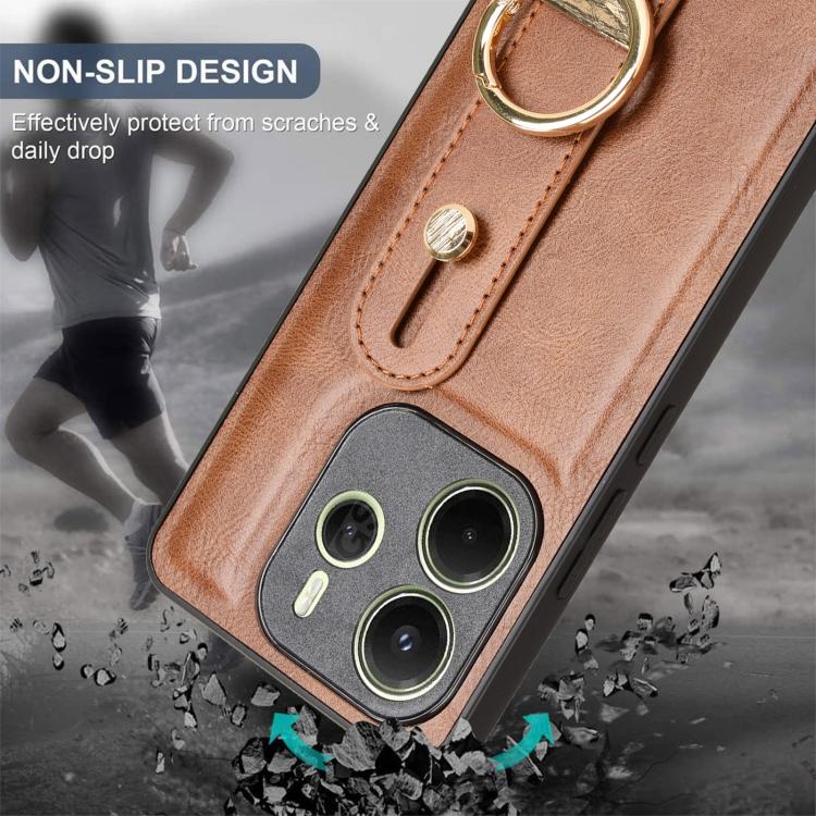 For Redmi Note 14 4G 163.25mm Wristband Leather Back Phone Case