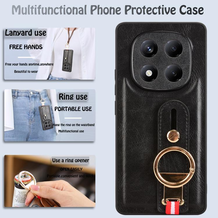 For Redmi Note 14 Pro 4G Wristband Leather Back Phone Case