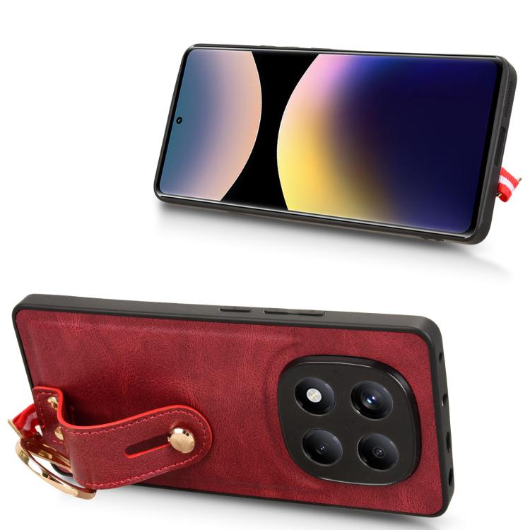 For Redmi Note 14 Pro 4G Wristband Leather Back Phone Case