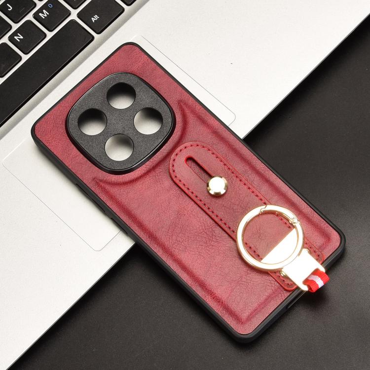 For Redmi Note 14 Pro 4G Wristband Leather Back Phone Case