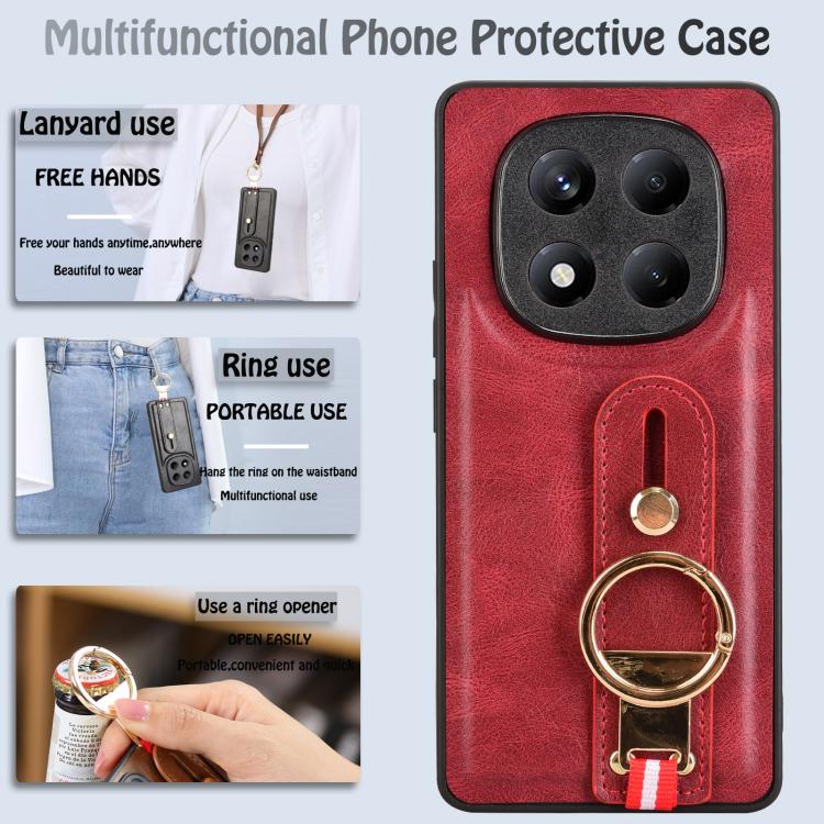 For Redmi Note 14 Pro 4G Wristband Leather Back Phone Case
