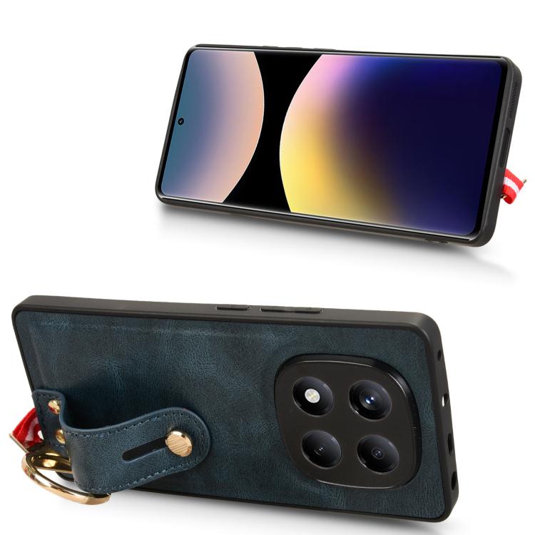 For Redmi Note 14 Pro 4G Wristband Leather Back Phone Case