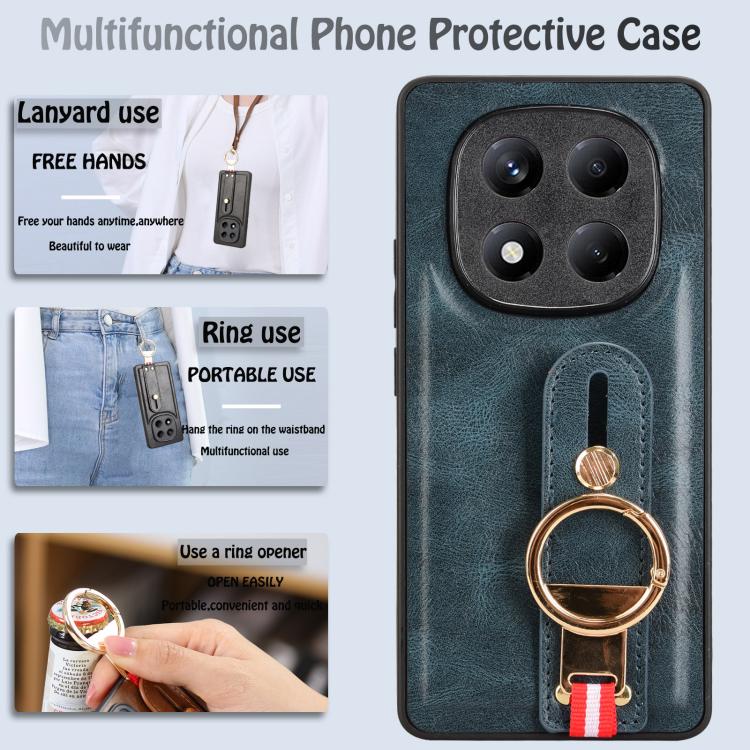 For Redmi Note 14 Pro 4G Wristband Leather Back Phone Case