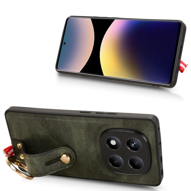 For Redmi Note 14 Pro 4G Wristband Leather Back Phone Case