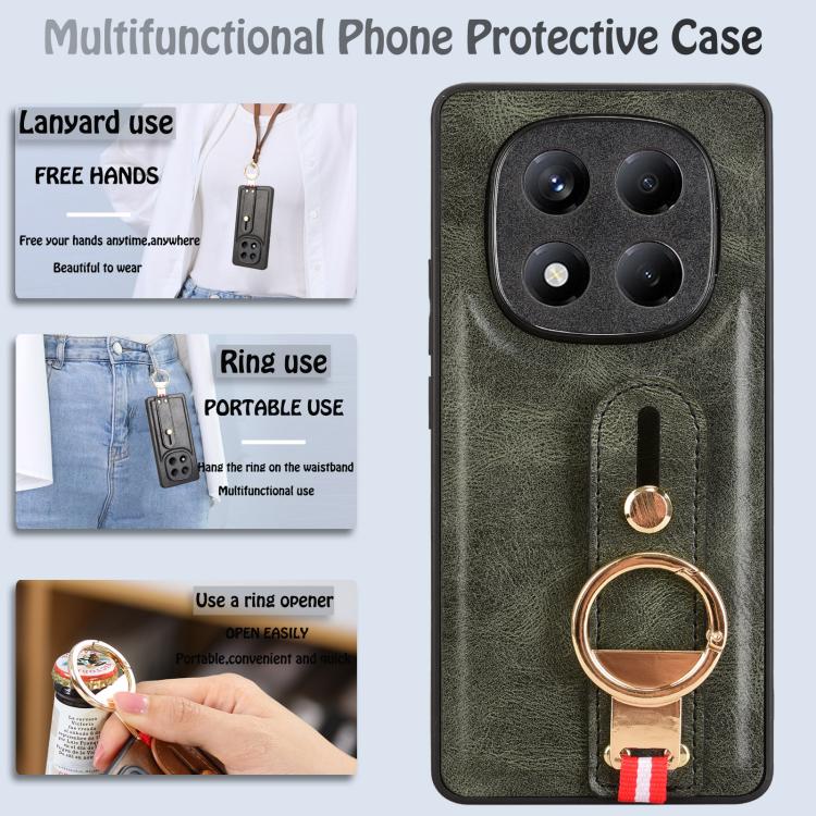 For Redmi Note 14 Pro 4G Wristband Leather Back Phone Case