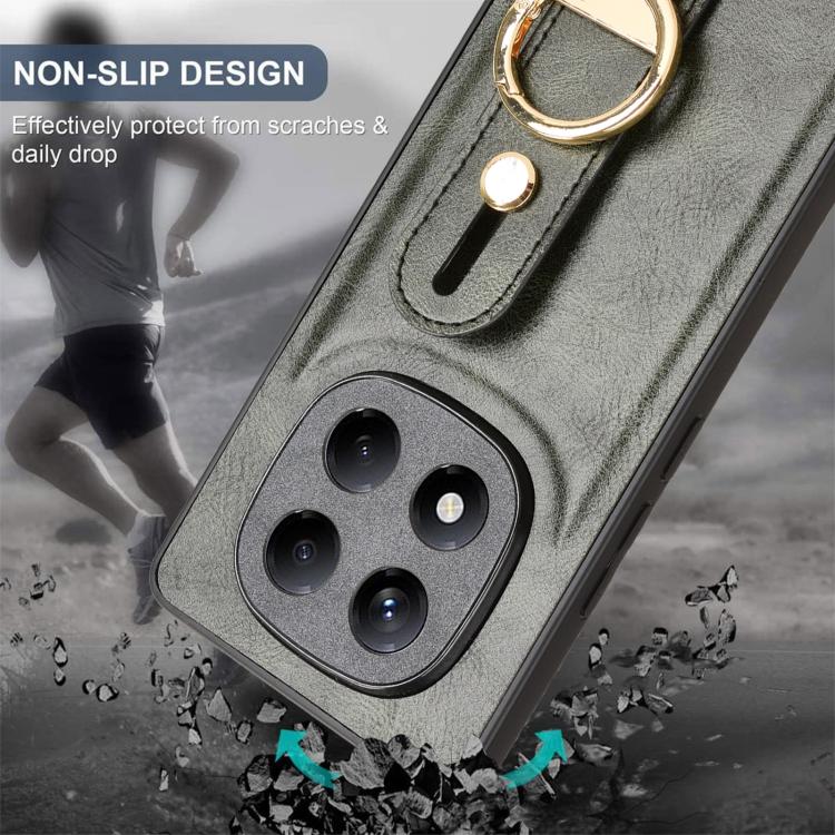 For Redmi Note 14 Pro 4G Wristband Leather Back Phone Case