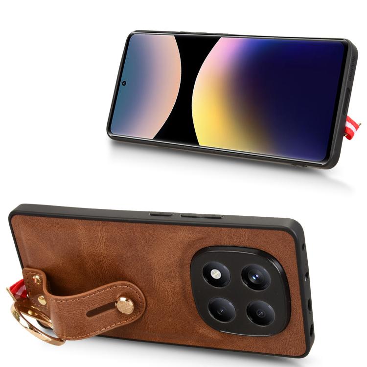 For Redmi Note 14 Pro 4G Wristband Leather Back Phone Case