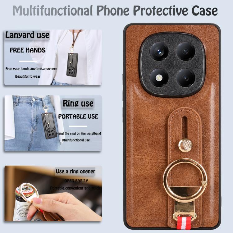 For Redmi Note 14 Pro 4G Wristband Leather Back Phone Case