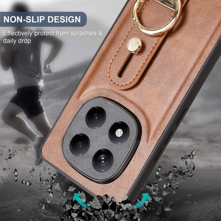 For Redmi Note 14 Pro 4G Wristband Leather Back Phone Case