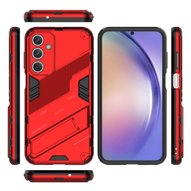 For Samsung Galaxy M35 5G Punk Armor 2 in 1 PC + TPU Shockproof Phone Case with Invisible Holder