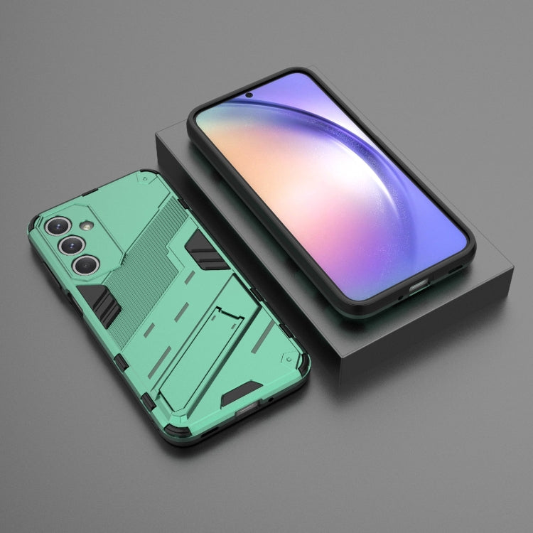 For Samsung Galaxy M35 5G Punk Armor 2 in 1 PC + TPU Shockproof Phone Case with Invisible Holder