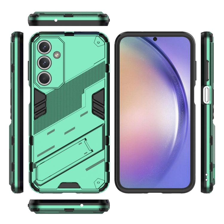 For Samsung Galaxy M35 5G Punk Armor 2 in 1 PC + TPU Shockproof Phone Case with Invisible Holder