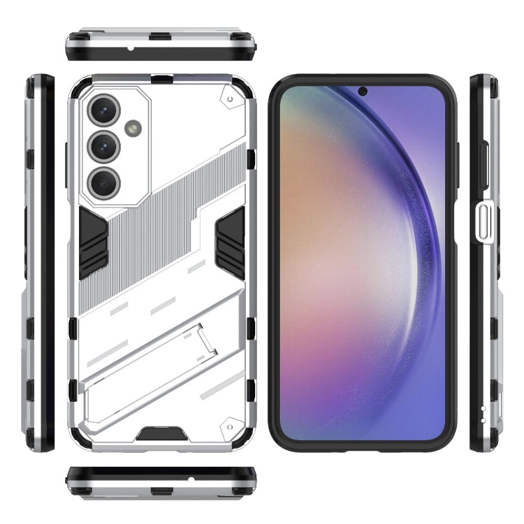 For Samsung Galaxy M35 5G Punk Armor 2 in 1 PC + TPU Shockproof Phone Case with Invisible Holder