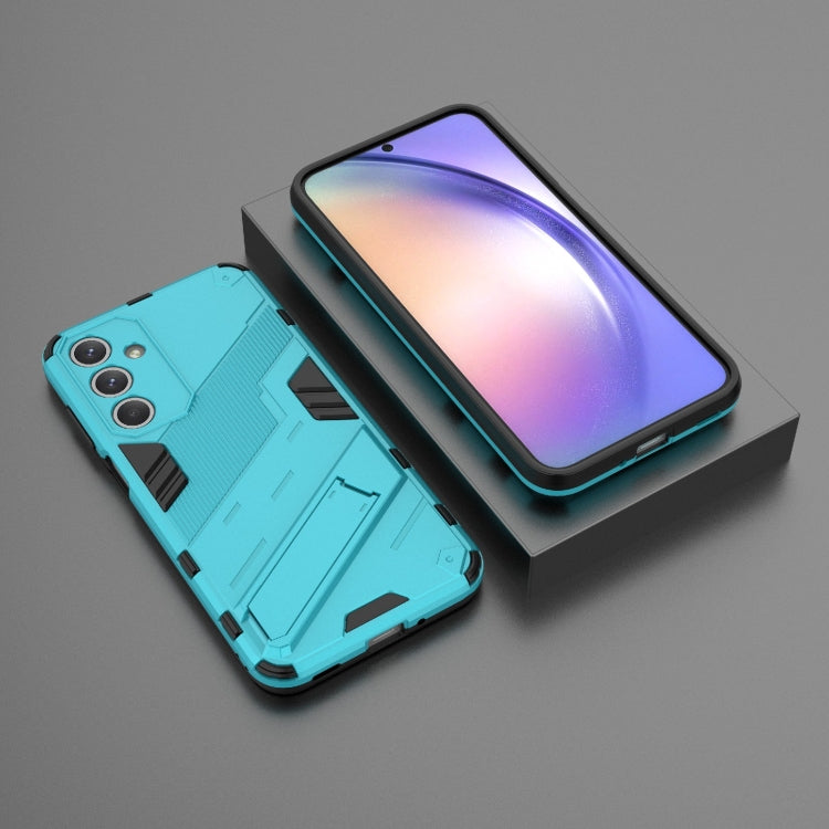 For Samsung Galaxy M35 5G Punk Armor 2 in 1 PC + TPU Shockproof Phone Case with Invisible Holder