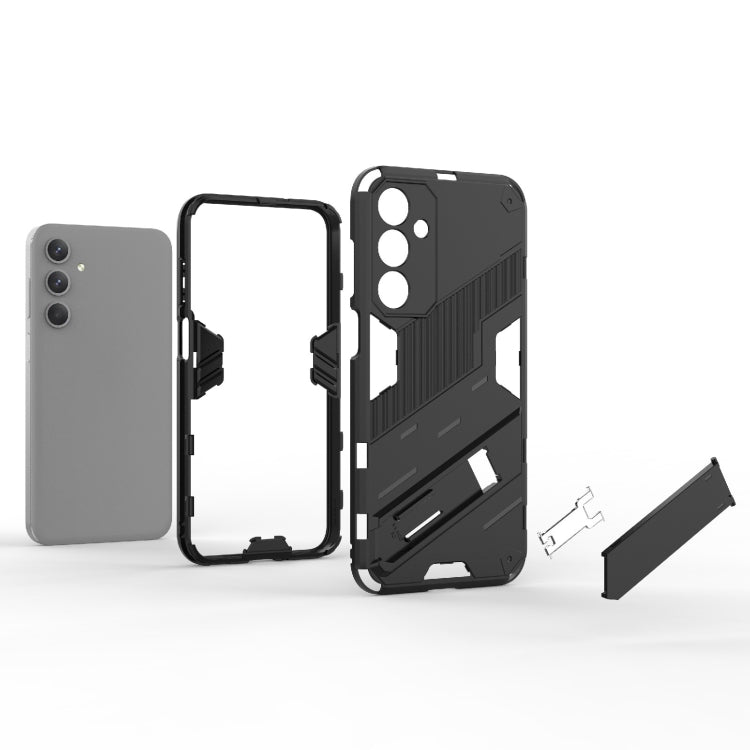 For Samsung Galaxy M35 5G Punk Armor 2 in 1 PC + TPU Shockproof Phone Case with Invisible Holder
