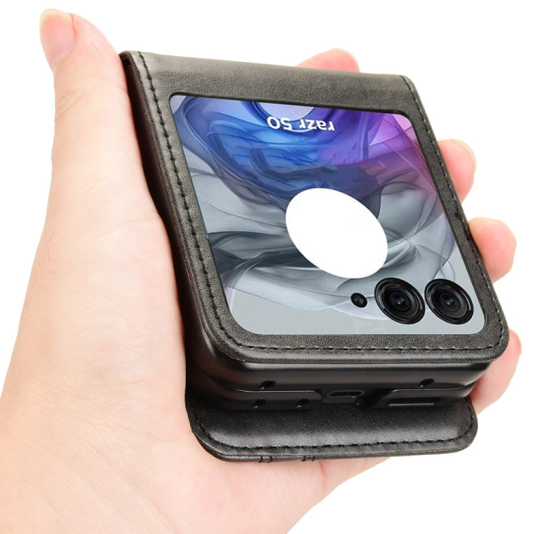 For Motorola Razr 50 Skin Feel Card Slot Leather Phone Case