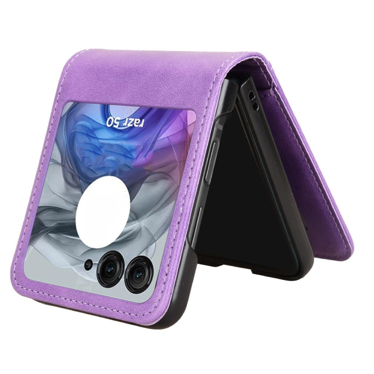 For Motorola Razr 50 Skin Feel Card Slot Leather Phone Case