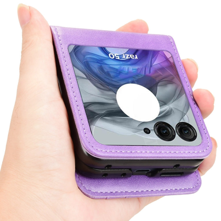 For Motorola Razr 50 Skin Feel Card Slot Leather Phone Case