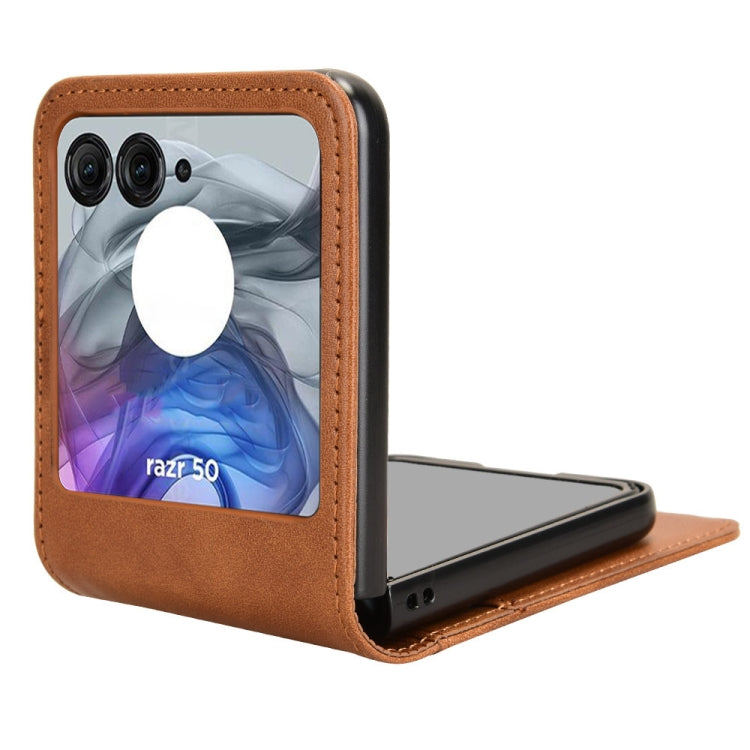 For Motorola Razr 50 Skin Feel Card Slot Leather Phone Case