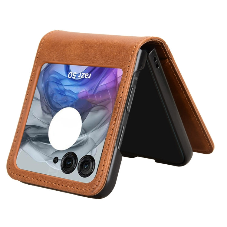 For Motorola Razr 50 Skin Feel Card Slot Leather Phone Case