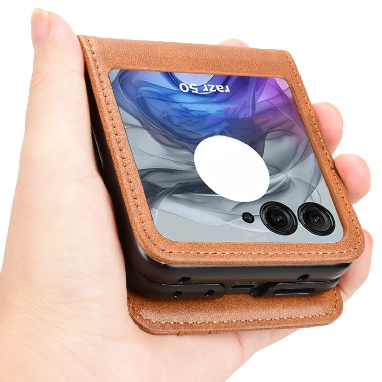 For Motorola Razr 50 Skin Feel Card Slot Leather Phone Case