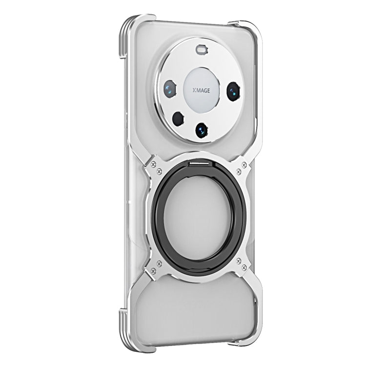 For Huawei Mate 60 Mechanical Arm Borderless MagSafe Holder Metal Phone Case