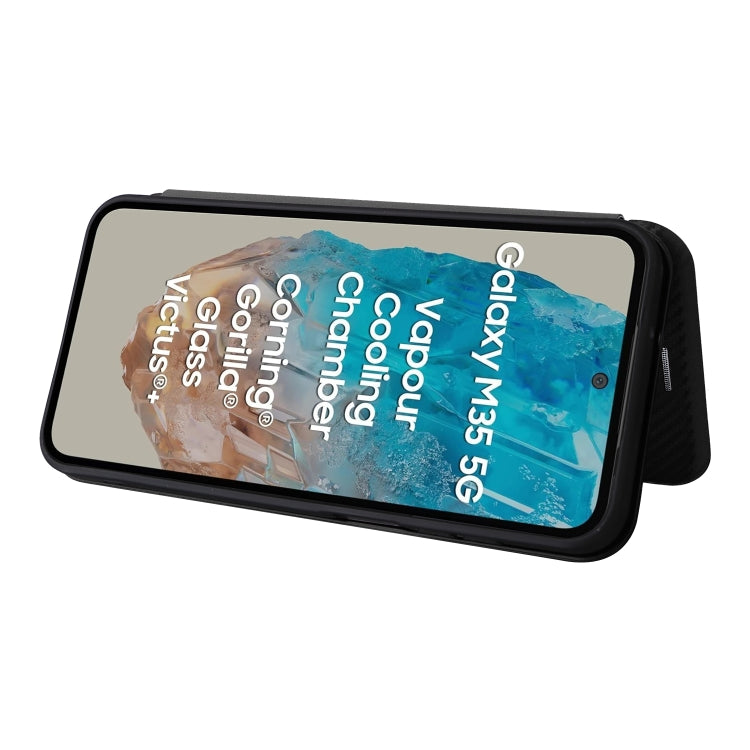 For Samsung Galaxy M35 Carbon Fiber Texture Flip Leather Phone Case