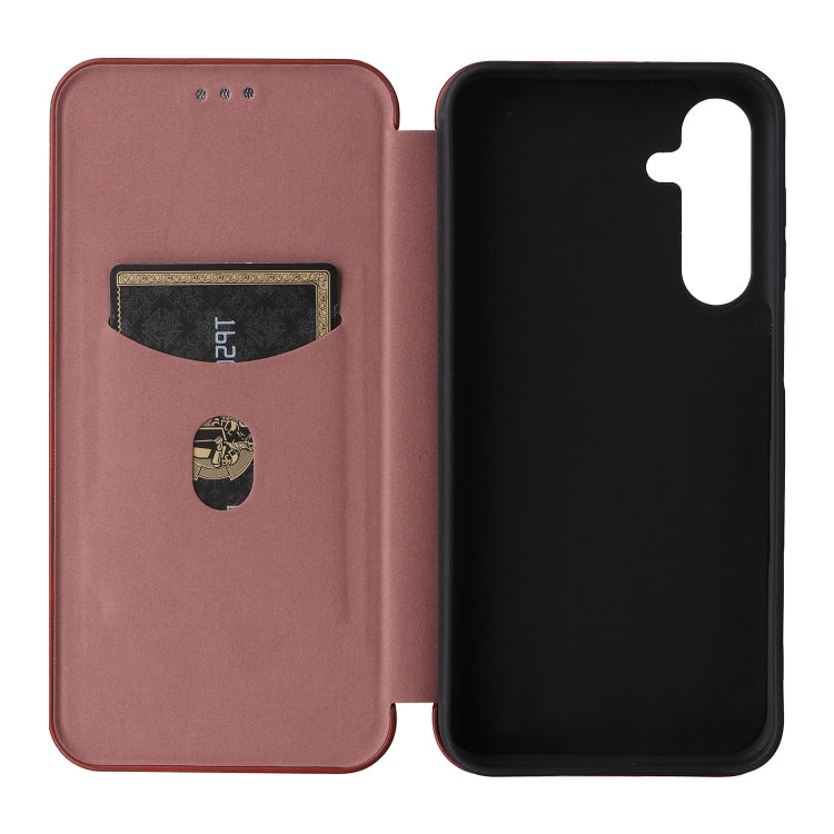 For Samsung Galaxy M35 Carbon Fiber Texture Flip Leather Phone Case