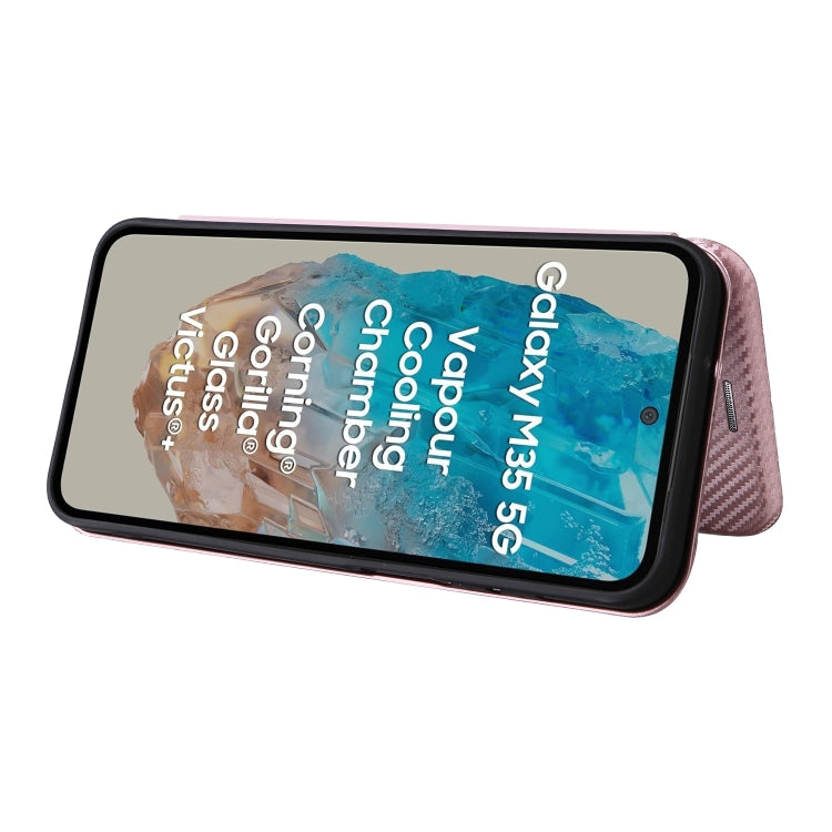 For Samsung Galaxy M35 Carbon Fiber Texture Flip Leather Phone Case