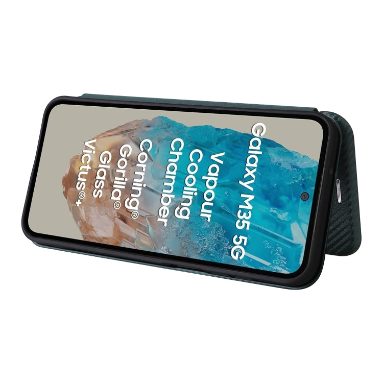 For Samsung Galaxy M35 Carbon Fiber Texture Flip Leather Phone Case