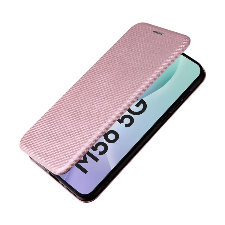 For Samsung Galaxy M56 5G Carbon Fiber Texture Flip Leather Phone Case
