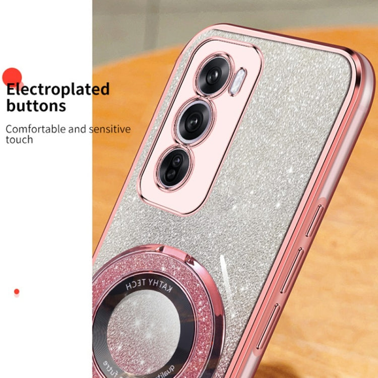 For OPPO Reno12 Pro Global Plated Gradient Glitter Round Holder TPU Phone Case