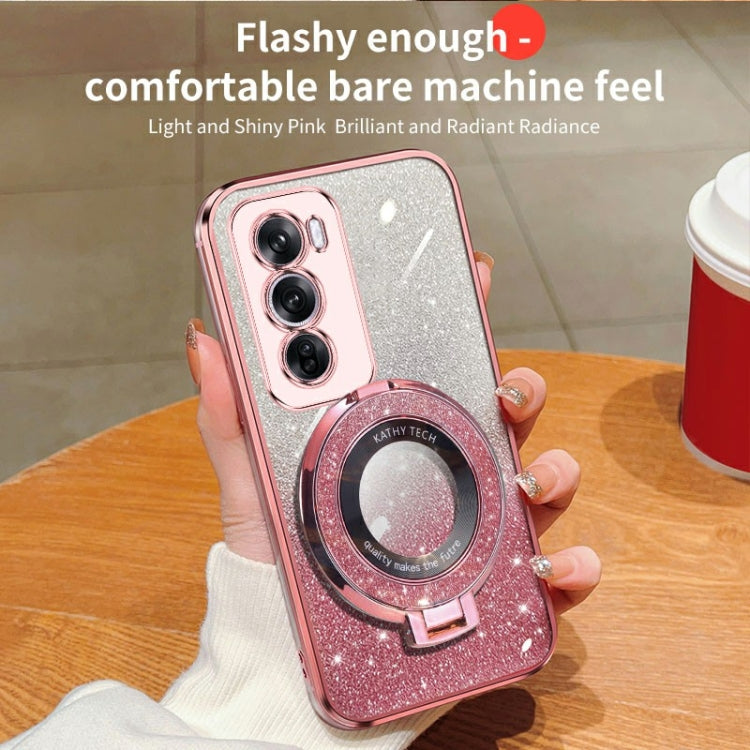 For OPPO Reno12 Pro Global Plated Gradient Glitter Round Holder TPU Phone Case