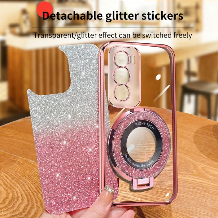 For OPPO Reno12 Pro Global Plated Gradient Glitter Round Holder TPU Phone Case