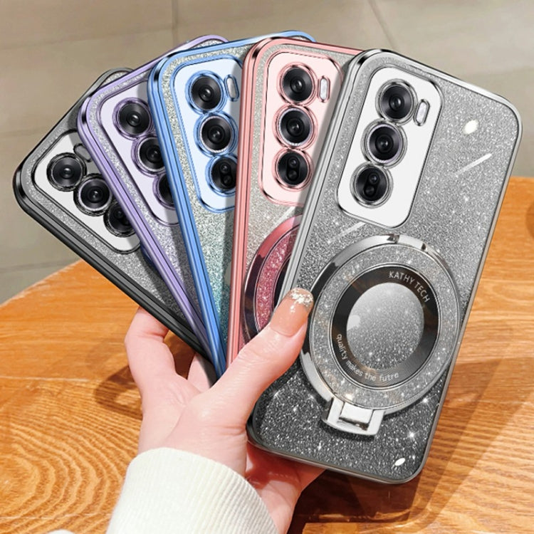 For OPPO Reno12 Pro Global Plated Gradient Glitter Round Holder TPU Phone Case