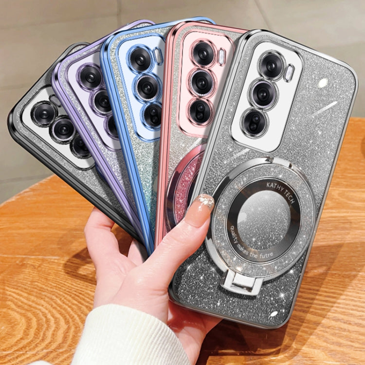 For OPPO Reno12 Global Plated Gradient Glitter Round Holder TPU Phone Case