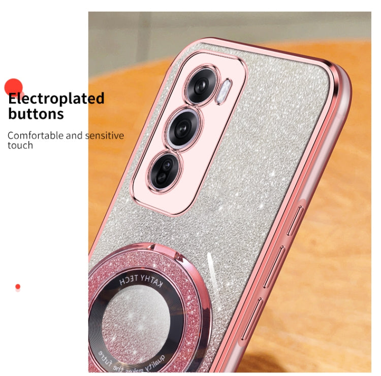 For OPPO Reno12 Global Plated Gradient Glitter Round Holder TPU Phone Case