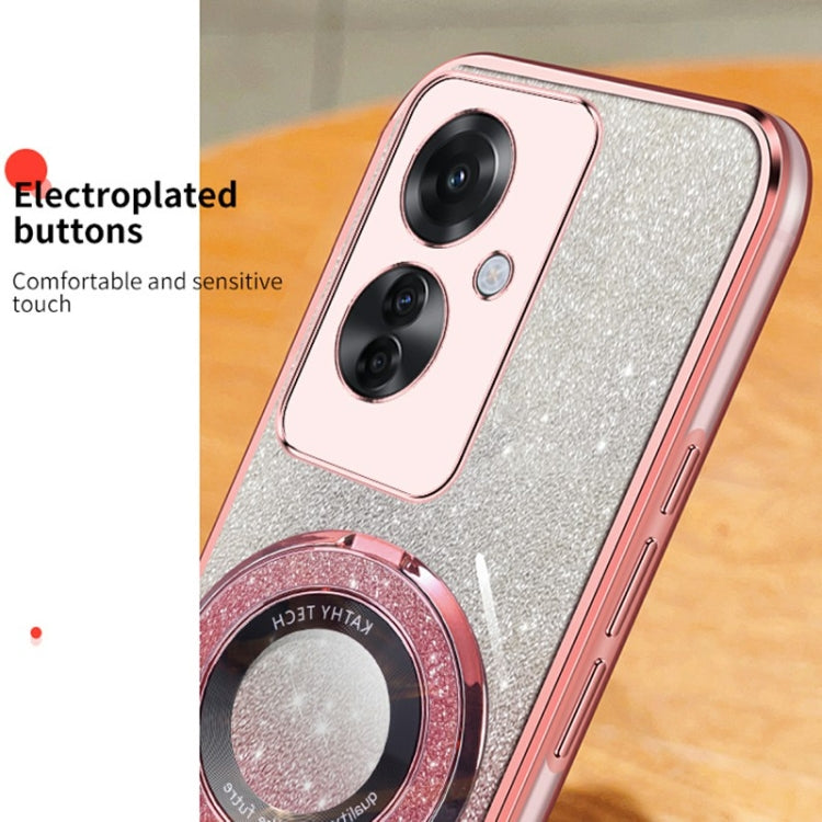 For OPPO Reno11 F Plated Gradient Glitter Round Holder TPU Phone Case