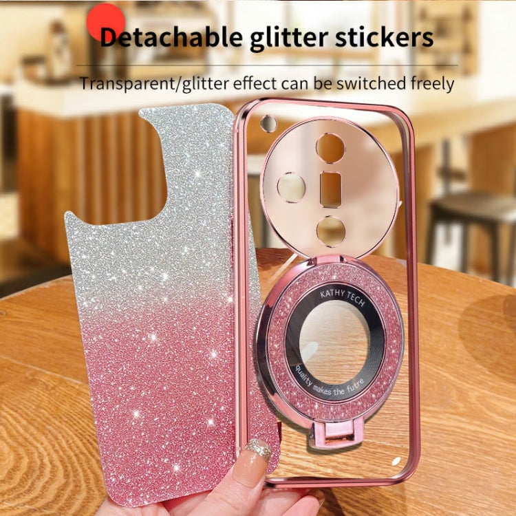 For OPPO Find X7 Plated Gradient Glitter Round Holder TPU Phone Case