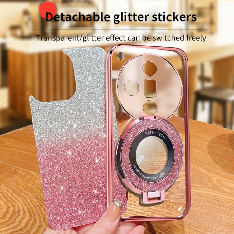 For OPPO Find X7 Ultra Plated Gradient Glitter Round Holder TPU Phone Case
