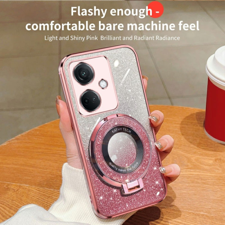 For OPPO K11 Plated Gradient Glitter Round Holder TPU Phone Case