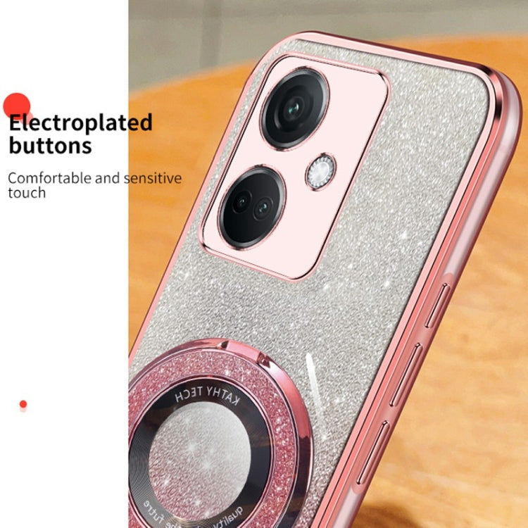 For OPPO K11 Plated Gradient Glitter Round Holder TPU Phone Case