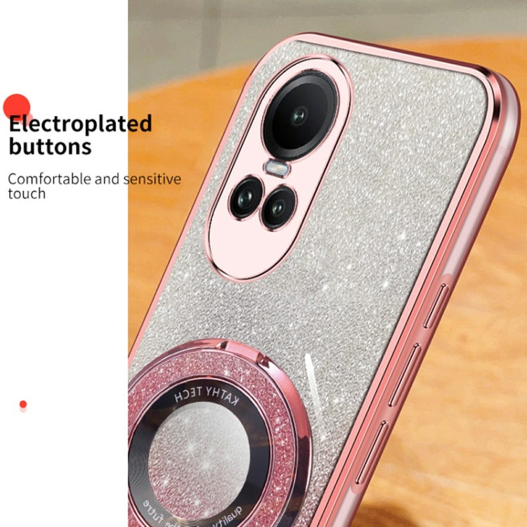 For OPPO Reno10 Global Plated Gradient Glitter Round Holder TPU Phone Case