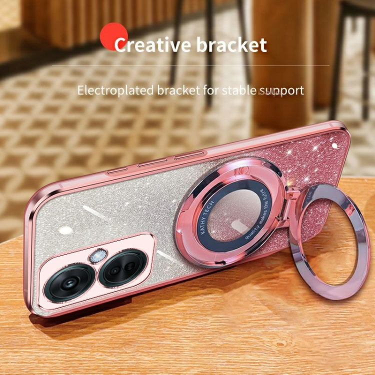 For OPPO K11X Plated Gradient Glitter Round Holder TPU Phone Case
